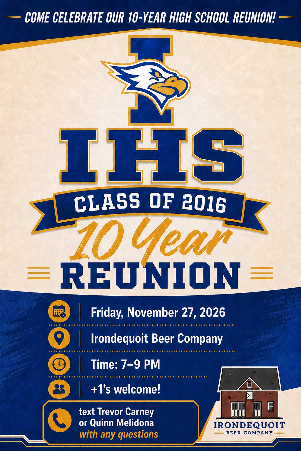 IHS Class of 2016 — 10 Year Reunion flyer